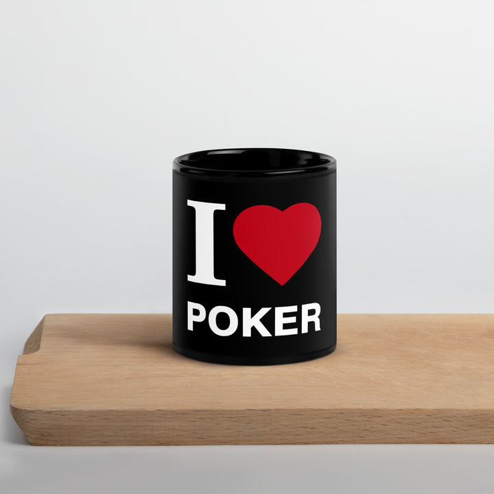 I Love Poker Black Glossy Mug