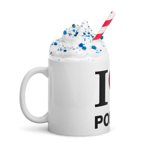 I Love Poker White glossy mug