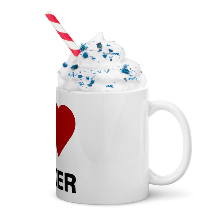 I Love Poker White glossy mug
