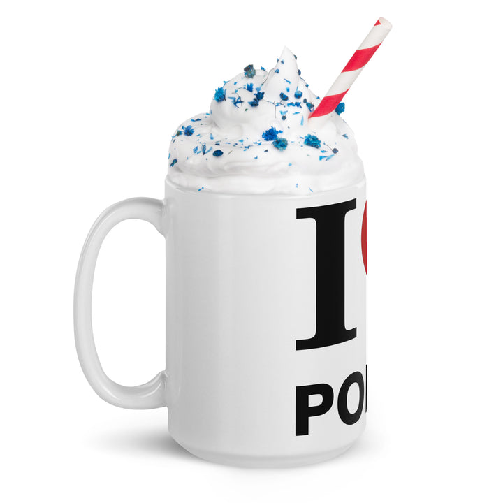 I Love Poker White glossy mug